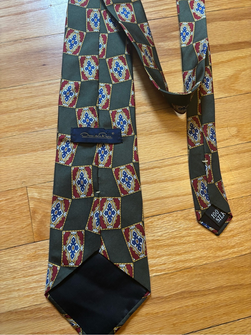 Oscar de la Renta Vintage Geometric Pattern Silk Tie